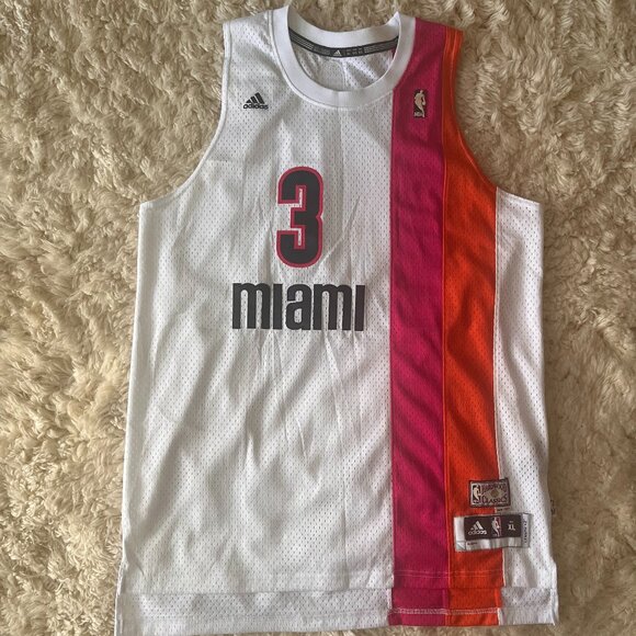Adidas Miami Heat Dwayne Wade Hardwood Classics South Beach Basketball Jersey XL - Picture 1 of 5